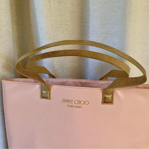 Jimmy Choo Perfumes Large Pink and Gold Glitter Tote Bag - Picture 8 of 14